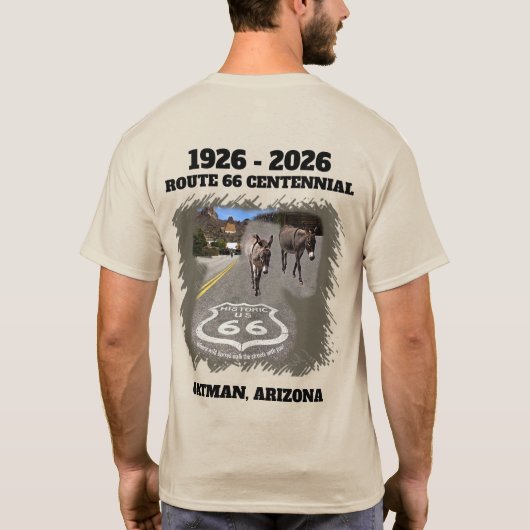 ルート66 センテニアル アリゾナ州オートマン 裏 Tシャツ (裏面)