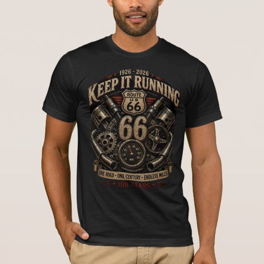 ルート66 センテニアル バイカー アパレル Tシャツ (正面)