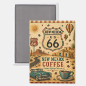 ルート66 ニューメキシコ コーヒー 冷蔵庫 アート マグネット (正面/裏面)