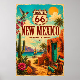 ルート66 ニューメキシコ サウスウェストアート ポスター