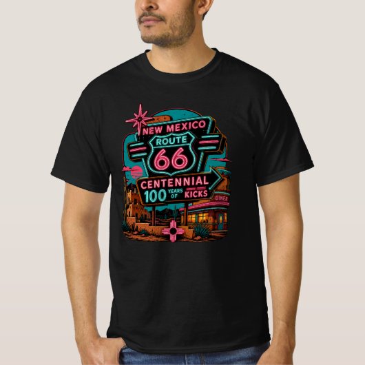 ルート66 ニューメキシコ ネオン服 Tシャツ (正面)