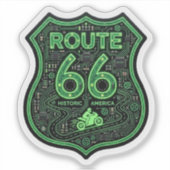 ルート66 バイカー ステッカー - アメリカの歴史的な道 シール (正面)