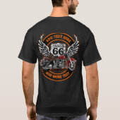 ルート66 ビンテージ バイク 天使の翼 カスタマイズ Tシャツ (裏面)