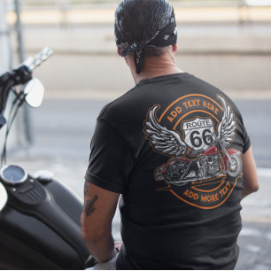 ルート66 ビンテージ バイク 天使の翼 カスタマイズ Tシャツ