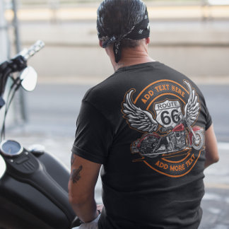 ルート66 ビンテージ バイク 天使の翼 カスタマイズ Tシャツ