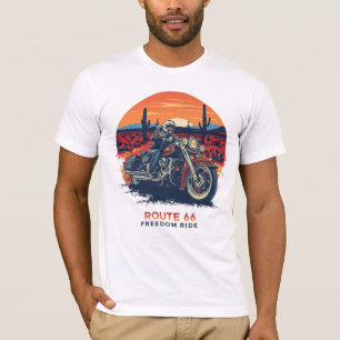 ルート66 フリーダムライド ヴィンテージ バイク アドベンチャー Tシャツ