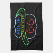 ルート66、マザー道路、ネオンの標識 キッチンタオル (縦)