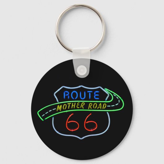 ルート66、マザー道路、ネオンの標識 キーホルダー (正面)