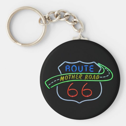 ルート66、マザー道路、ネオンの標識 キーホルダー (正面)