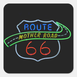 ルート66、マザー道路、ネオンの標識 スクエアシール