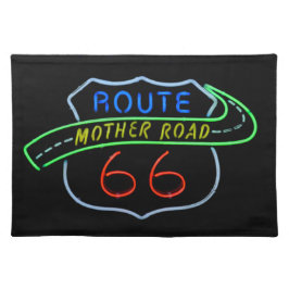 ルート66、マザー道路、ネオンの標識 ランチョンマット