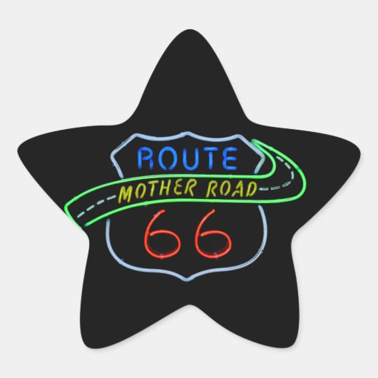 ルート66、マザー道路、ネオンの標識 星シール (正面)