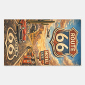 ルート66 リトロ アメリカ 古典的 トラベル バッジ 長方形シール (正面)