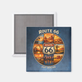 ルート66 レトロな旅行コラージュアート マグネット (正面/裏面)