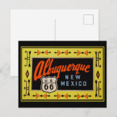 ルート66 – ヴィンテージトラベルアルバカーキニューメキシコ ポストカード (正面/裏面)