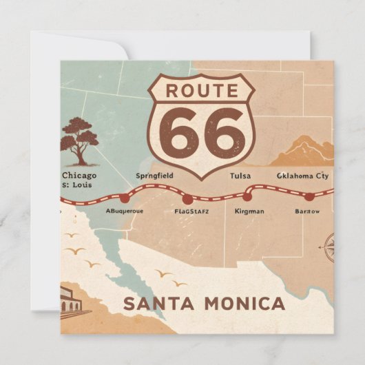 ルート66 ヴィンテージマップ 歴史的な都市 シーズンカード (正面)