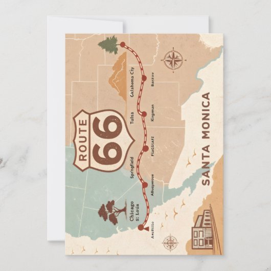 ルート66 ヴィンテージマップ 歴史的な都市 シーズンカード (正面)