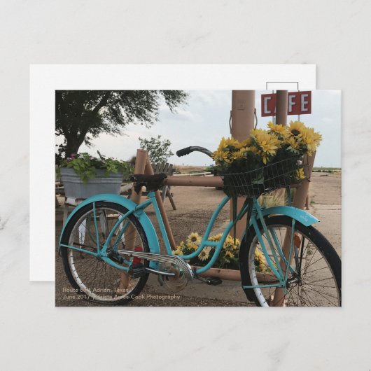ルート66 |自転車・ひまわり |エイドリアン、テキサス州 ポストカード (正面/裏面)