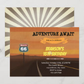 ルート66 誕生日 テーマ 招待状 (正面/裏面)