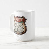 ルート66 錆びた道路標識 コーヒーマグカップ (正面左)