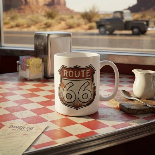 ルート66 錆びた道路標識 コーヒーマグカップ