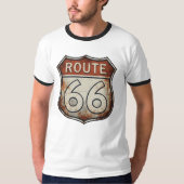 ルート66 錆びた道路標識 Tシャツ (正面)