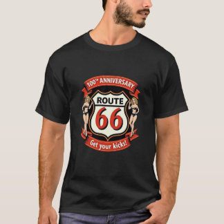 ルート66 100周年記念ヴィンテージスタイルグラフィック Tシャツ