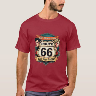 ルート66 100周年記念ヴィンテージスタイル グラフィック Tシャツ