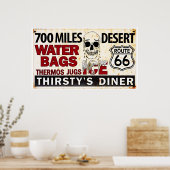 ルート66 - 700マイル砂漠の道端標識 ポスター (キッチン)