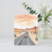 ルート66 USAヴィンテージ水彩旅行 ポストカード (スタンド正面)