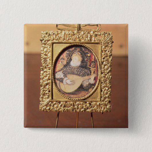 ルート(ミニチュアinclを演奏しているエリザベス女王一世 缶バッジ (正面)