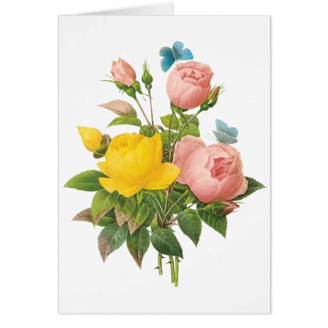 ルードゥによるヴィンテージのペルシャ産黄色バラとティーローズ (正面)