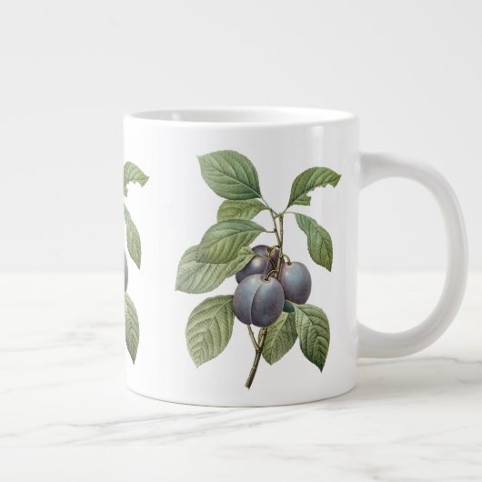 ルードゥートによるヴィンテージ フード フルーツ、パープル ガーデン プラム ジャンボコーヒーマグカップ (右)