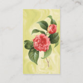 ルードゥートのピンクの椿、ヴィンテージの花のイラスト 名刺 (裏面)