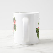 ルードゥートのピンクの椿、ヴィンテージの花の図鑑 ジャンボコーヒーマグカップ (裏面)