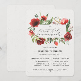 ルードバーガンディーのグリーン ユーカリ 初の聖体拝領 招待状