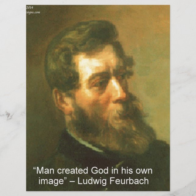ルードヴィヒ・フォイエルバッハと人間が神を作った名言 (正面)