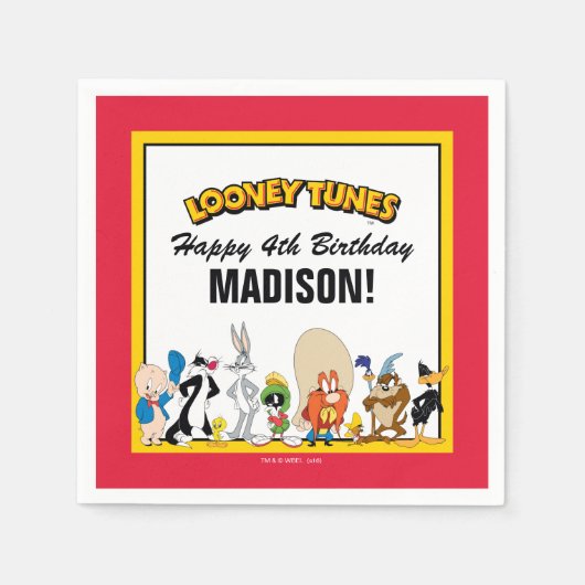 ルーニーチューンズ™キャラクターグループ |誕生日 スタンダードカクテルナプキン (正面)