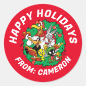 ルーニーチューンズ™グループクリスマスリース ラウンドシール (正面)