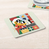 ルーニーチューンズ™ダッフィーDUCK™ホリデークッカー スクエアペーパーコースター (アングル)