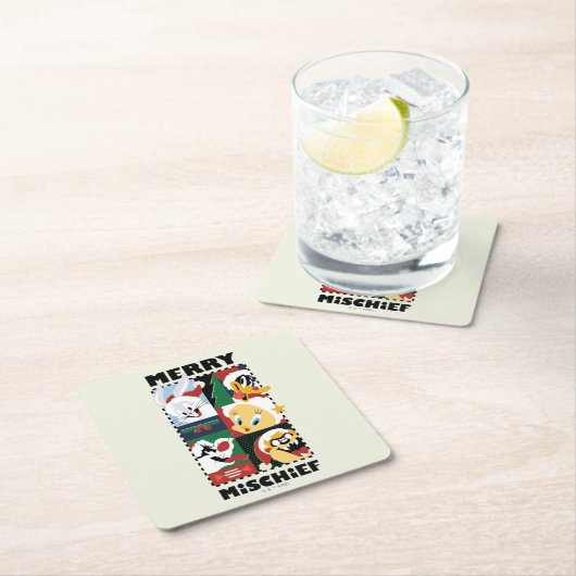 ルーニーチューンズ™ホリデーメリーいたずら スクエアペーパーコースター (インサイチュ)