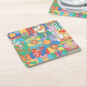 ルーニーチューン™ |ハッピーホリデーズクリスマスパターン スクエアペーパーコースター (アングル)
