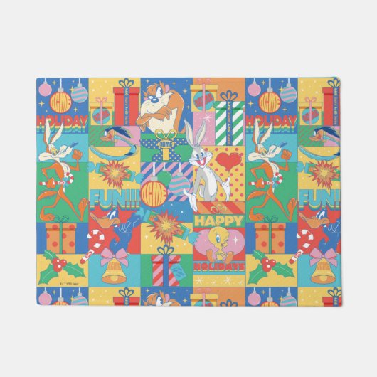 ルーニーチューン™ |ハッピーホリデーズクリスマスパターン ドアマット (正面)