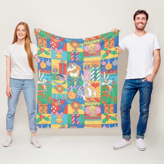 ルーニーチューン™ |ハッピーホリデーズクリスマスパターン フリースブランケット (インサイチュ)