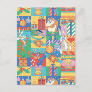 ルーニーチューン™  ハッピーホリデーズクリスマスパターン ポストカード