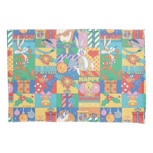 ルーニーチューン™ |ハッピーホリデーズクリスマスパターン 枕カバー (正面)