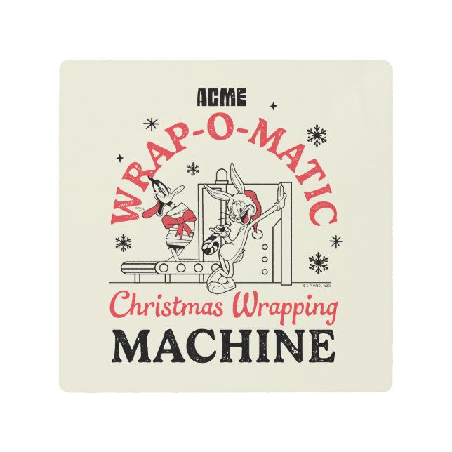 ルーニーチューン™ | ACME Wrap-O-Matic Wrapping Machine メタルプリント (正面)