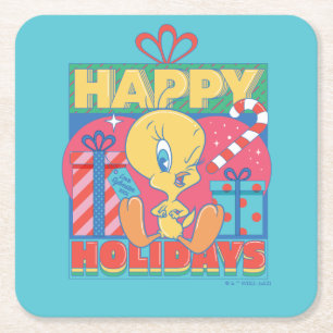 ルーニーチューン™   TWEETY™ハッピーホリデー スクエアペーパーコースター
