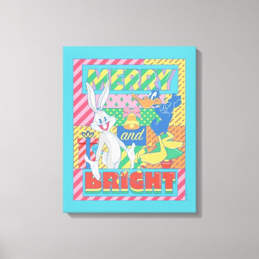 ルーニー・チューン™ |とメリー明るいクリスマス キャンバスプリント (正面)