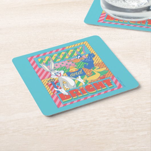 ルーニー・チューン™ |とメリー明るいクリスマス スクエアペーパーコースター (アングル)